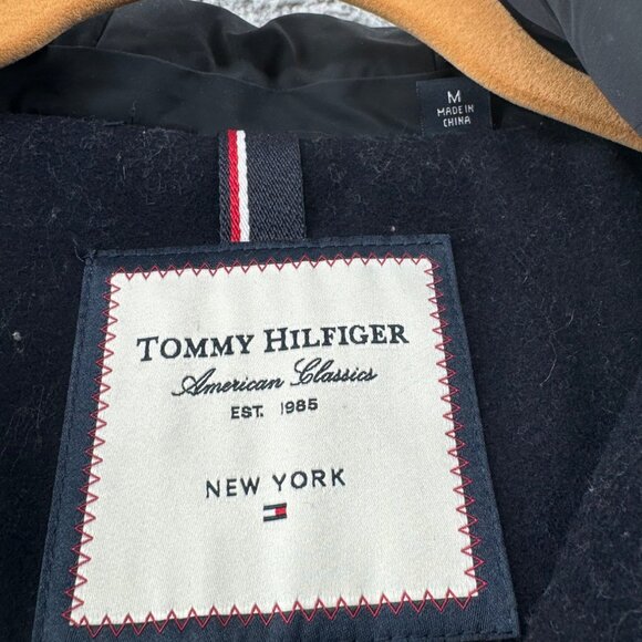 Tommy Hilfiger Womens Wool Blend Coat With Faux Fur Hood Size Medium - Picture 9 of 12